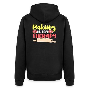 Baking Therapy Backen Backliebhaber Donuts - Unisex Premium Bio Zip Hoodie - Schwarz - Hinten - Nico (187cm)