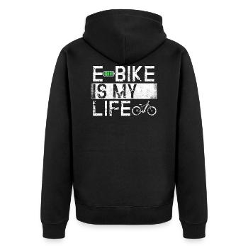 Ebike Cycling Retro E Bike Cyclist Battery Bike - Unisex Premium Organic Zip Hoodie - black - Back - Nico (187cm)