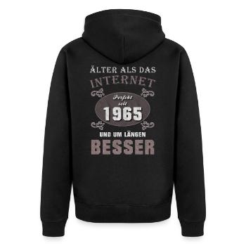 1965 Geboren Internet Spruch Geburtstag Geschenk - Unisex Premium Bio Zip Hoodie - Schwarz - Hinten - Nico (187cm)