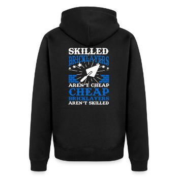 Skilled Bricklayer Maurer Mauermeister Handwerker - Unisex Premium Bio Zip Hoodie - Schwarz - Hinten - Nico (187cm)
