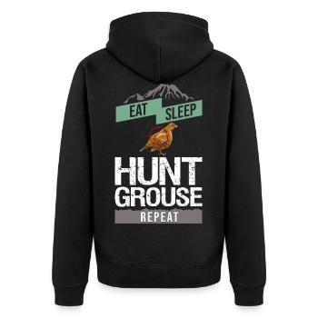 Collared Chicken Bird Grouse Hunting Chicken Hunter - Unisex Premium Organic Zip Hoodie - black - Back - Nico (187cm)