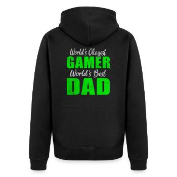 World's Okayest Gamer World's Best Dad Zocken - Unisex Premium Bio Zip Hoodie - Schwarz - Hinten - Nico (187cm)