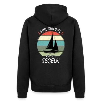 DAS MEER IST DAS ZUHAUSE DER BESTEN SEGLER - Unisex Premium Bio Zip Hoodie - Schwarz - Hinten - Nico (187cm)