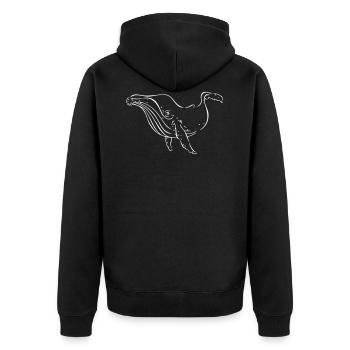 Buckelwal Ozean Wal personalisierbar - Unisex Premium Bio Zip Hoodie - Schwarz - Hinten - Nico (187cm)