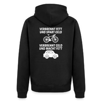 Verbrennt Fett Geld Fahrrad Auto Fahrradfahrer - Unisex Premium Bio Zip Hoodie - Schwarz - Hinten - Nico (187cm)