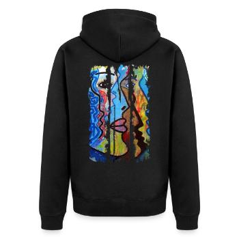 Graffiti - Unisex Premium Bio Zip Hoodie - Schwarz - Hinten - Nico (187cm)