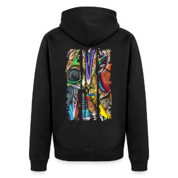 Graffiti - Unisex Premium Bio Zip Hoodie - Schwarz - Hinten - Nico (187cm)