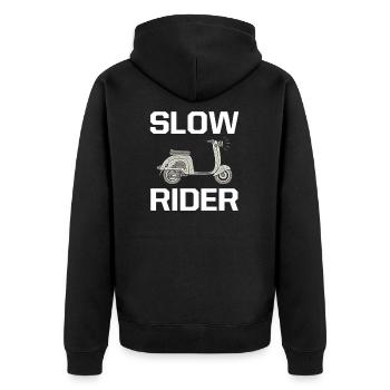 Slow Rider Bike Roller Rider Scooter Riding - Unisex Premium Organic Zip Hoodie - black - Back - Nico (187cm)