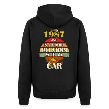 Automobiliste Né 1987 anniversaire voiture de sport - Veste à capuche bio Premium Unisexe - noir - Dos - Nico (187cm)