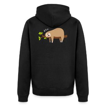 Sloth - Unisex Premium Organic Zip Hoodie - black - Back - Nico (187cm)