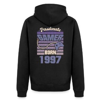 Gaming Geschenk 1997 Geboren Geburtstag Gamer - Unisex Premium Bio Zip Hoodie - Schwarz - Hinten - Nico (187cm)