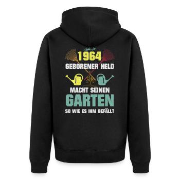 Garten Freund Gärtner 1964 Geboren Geburtstag - Unisex Premium Bio Zip Hoodie - Schwarz - Hinten - Nico (187cm)
