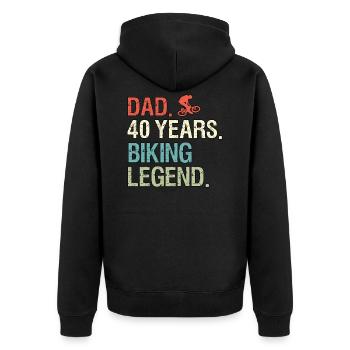 Lustige Fahrrad Sprüche Dad 40 Geburtstag Biker - Unisex Premium Bio Zip Hoodie - Schwarz - Hinten - Nico (187cm)