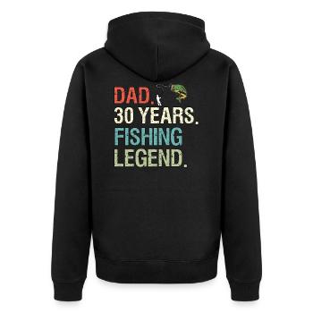 Funny Fishing Sayings Dad 30 Birthday Fisherman - Unisex Premium Organic Zip Hoodie - black - Back - Nico (187cm)