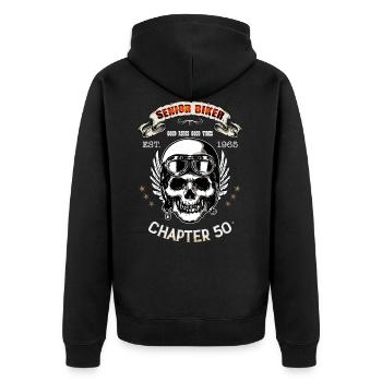 Motard Anniversaire Idée cadeau moto Crane - Veste à capuche bio Premium Unisexe - noir - Dos - Nico (187cm)