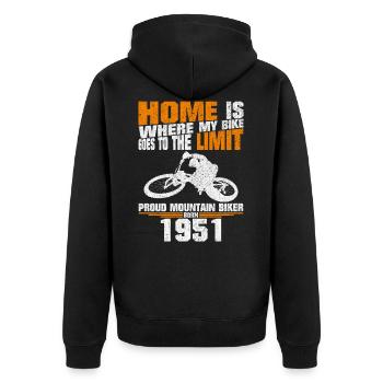 1951 Vététiste né Cyclistes - Veste à capuche bio Premium Unisexe - noir - Dos - Nico (187cm)