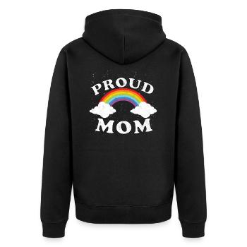 LGBTQ Sayings Rainbow Proud Mom LGBTQIA - Unisex Premium Organic Zip Hoodie - black - Back - Nico (187cm)