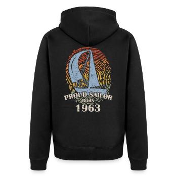 Sailor Sailboat 1963 Birthday Gift Sport - Unisex Premium Organic Zip Hoodie - black - Back - Nico (187cm)