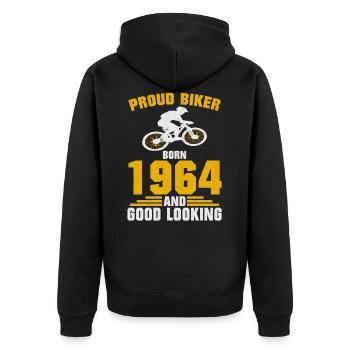 Gutaussehender Mountainbiker 1964 Geburtstag - Unisex Premium Bio Zip Hoodie - Schwarz - Hinten - Nico (187cm)