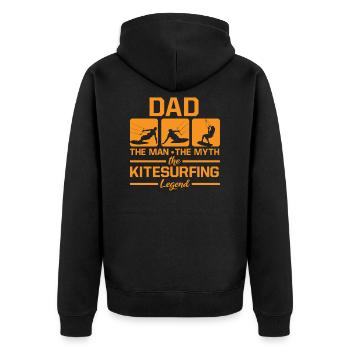 Dad Man Myth Kitesurfing Legend Kiterboarding - Unisex Premium Bio Zip Hoodie - Schwarz - Hinten - Nico (187cm)