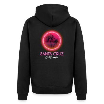 Santa Cruz Californie Coucher de soleil 70s années 80 - Veste à capuche bio Premium Unisexe - noir - Dos - Nico (187cm)