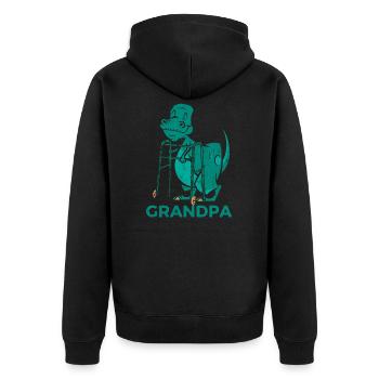Grandpa Dinosaurier Gehhilfe Großvater Geschenk - Unisex Premium Bio Zip Hoodie - Schwarz - Hinten - Nico (187cm)
