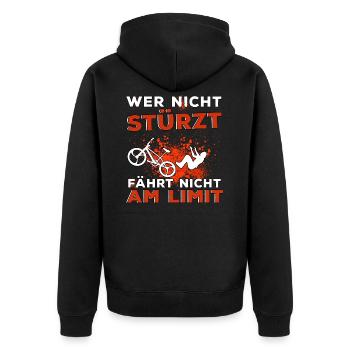 Lustige Fahrrad Sprüche Radsport Fahrradfahrer MTB - Unisex Premium Bio Zip Hoodie - Schwarz - Hinten - Nico (187cm)
