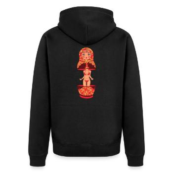 Nackte Matryoshka Holz Puppe Russische Party - Unisex Premium Bio Zip Hoodie - Schwarz - Hinten - Nico (187cm)