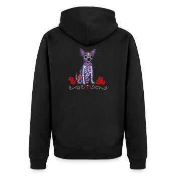 Día de los Muertos Day of Dead / Chihuahua Dog - Unisex Premium Organic Zip Hoodie - black - Back - Nico (187cm)