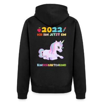 2022 Ich Bin Jetzt Ein Kindergartenkind Einhorn - Unisex Premium Bio Zip Hoodie - Schwarz - Hinten - Nico (187cm)
