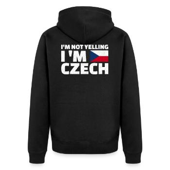 I'm not yelling I'm Czech Tscheche - Unisex Premium Bio Zip Hoodie - Schwarz - Hinten - Nico (187cm)