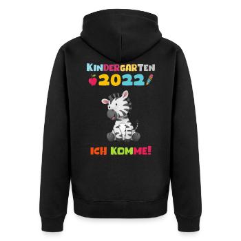 Kindergarten 2022 Ich Komme Zebra Kita Geschenk - Unisex Premium Bio Zip Hoodie - Schwarz - Hinten - Nico (187cm)