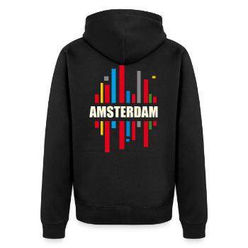 Amsterdam - Unisex Premium Organic Zip Hoodie - black - Back - Nico (187cm)