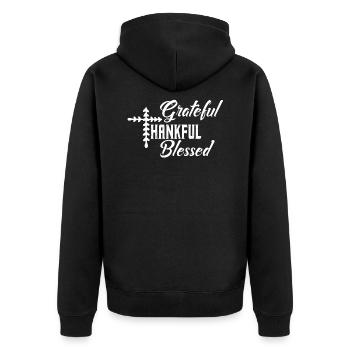 Grateful and blessed - Unisex Premium Organic Zip Hoodie - black - Back - Nico (187cm)