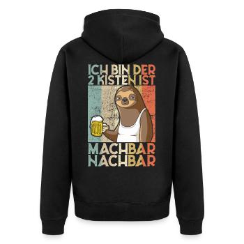 2 Kisten sind machbar Nachbar Einweihung Geschenk - Unisex Premium Bio Zip Hoodie - Schwarz - Hinten - Nico (187cm)