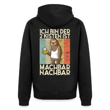 2 Kisten sind machbar Nachbar Einweihung Geschenk - Unisex Premium Bio Zip Hoodie - Schwarz - Hinten - Nico (187cm)
