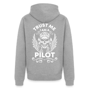 Fliegen Segelflieger Luftfahrt - Unisex Premium Bio Zip Hoodie - Grau meliert - Hinten - Nico (187cm)