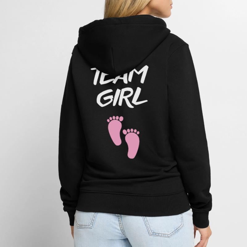 Es wird ein Mädchen! Unisex Premium Bio Zip Hoodie