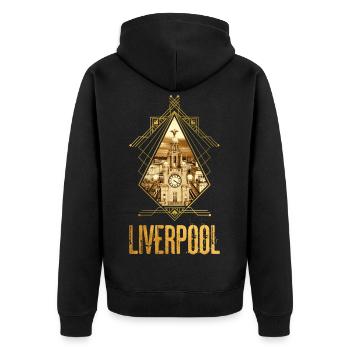 Liverpool Angleterre Ville Skyline Gold Home Amour - Veste à capuche bio Premium Unisexe - noir - Dos - Nico (187cm)