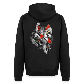 Punk 'n' Roll - Slan Bier - Unisex Premium Bio Zip Hoodie - Schwarz - Hinten - Nico (187cm)