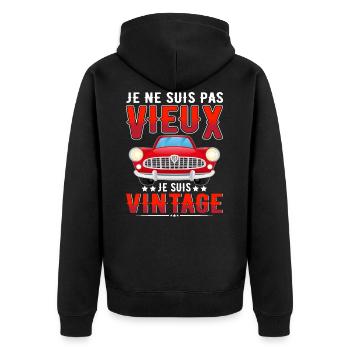 Je ne suis pas vieux je suis vintage - Veste à capuche bio Premium Unisexe - noir - Dos - Nico (187cm)