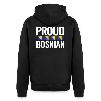 Proud Bosnian Bosnien Balkan Bosnische Flagge - Unisex Premium Bio Zip Hoodie - Schwarz - Hinten - Nico (187cm)