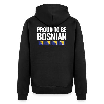 Proud To Be Bosnian Bosnien Balkan Bosnisch - Unisex Premium Bio Zip Hoodie - Schwarz - Hinten - Nico (187cm)