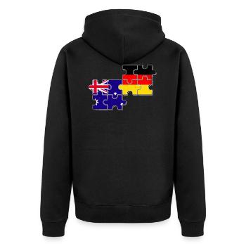 Australien Deutschland Australisch Deutsch Flagge - Unisex Premium Bio Zip Hoodie - Schwarz - Hinten - Nico (187cm)