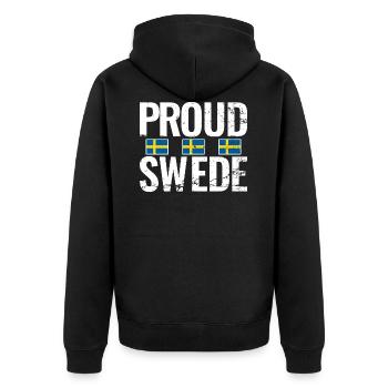 Fier Suédois Suède Vintage Drapeau Suédois - Veste à capuche bio Premium Unisexe - noir - Dos - Nico (187cm)