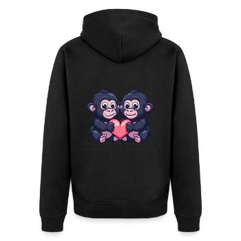 Gorilla Comic Couple Love - Unisex Premium Organic Zip Hoodie - black - Back - Nico (187cm)
