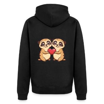 Suricate Couple Amoureux Animal Saint Valentin - Veste à capuche bio Premium Unisexe - noir - Dos - Nico (187cm)