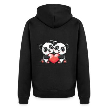 Panda Couple Amour Couple Amoureux - Veste à capuche bio Premium Unisexe - noir - Dos - Nico (187cm)