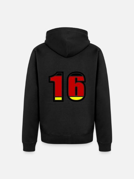16 Number Germany Jersey - Unisex Premium Organic Zip Hoodie - black