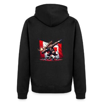 L’orignal déchaîné : la vigueur canadienne - Veste à capuche bio Premium Unisexe - noir - Dos - Nico (187cm)